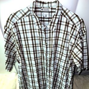 Columbia Men’s Regular Fit Short Sleeve Plaid Button Down Sz XL Blue/gray Shirt